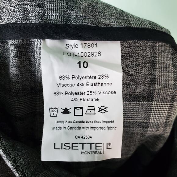Lisette L Montreal Womens Gray Pull On Plaid Pants Size 10 - Picture 4 of 6